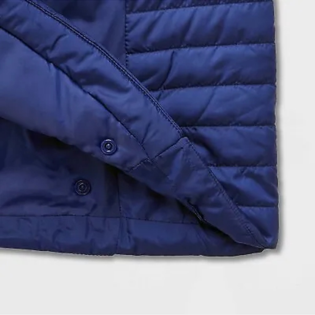 Cat & Jack Kids' Adaptive Quilted Cape Jacket - Navy Blue, L — image 3 of 3